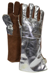 NSA DJXG705185XL Brown/Aluminized Aluminized Rayon Extreme Heat Gloves - 1-Pair