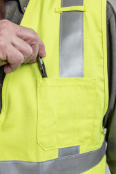 NSA DRIFIRE V21TV2Z_ _ 8.9 Cal Westex DH Hi-Vis Fluorescent Yellow Twill Deluxe Safety Vest - 1-Pack