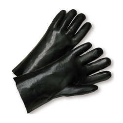 PIP 1047 Straight Large Black PVC Chemical Resistant Gloves