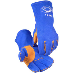 PIP Caiman 1440 Gauntlet Large Blue Split Cowhide Leather Hand Protect Welding Gloves