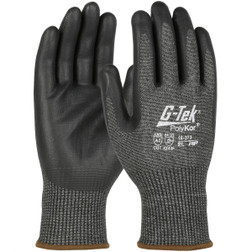 PIP G-Tek PolyKor 16-373 Elastic Seamless Knit Black PolyKor Nitrile Coated Blended Cut Resistant Gloves