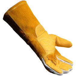 PIP Caiman 1812 Gold Pigskin Grain Leather Gauntlet Hand Protect Welding Gloves