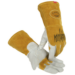 PIP Caiman 1868 Gold Goat Grain Leather Gauntlet Hand Protect Welding Gloves