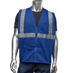 PIP 301-0702Z Blue Polyester Non-ANSI Enhanced Visibility Mesh Safety Vest