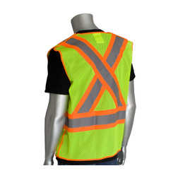 PIP 302-0211 Polyester Two-Tone X-Back Breakaway Mesh Safety Vest
