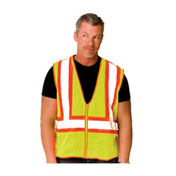 PIP 302-MVLY Hi-Vis Yellow Polyester Two-Tone Mesh Safety Vest | Each