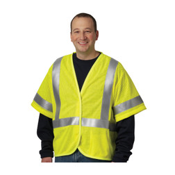 PIP 305-3100 4.6 Cal Hi-Vis Yellow Mesh/Modacrylic Arc Rated/Flame Resistant Dual Certified Protective Mesh Vest