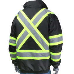 PIP 331-1745X Black 300 D. Polyester Two-Tone X-Back Full Zip Bomber Jacket