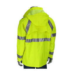 PIP VizAR 355-2500AR 14 Cal Hi-Vis Yellow 100% Cotton/Polyester Heavy Duty Waterproof Breathable Flame Resistant Rain Jacket