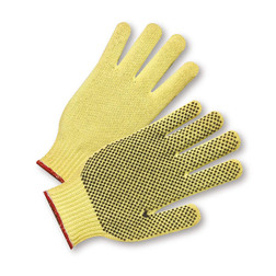 PIP 35KD Seamless Knit PVC Coated Large Yellow DuPont Kevlar Light Weight Cut Resistant Gloves