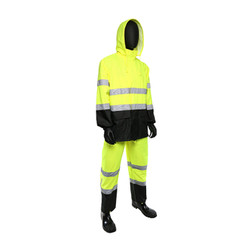 PIP Viz 4530SE Hi-Vis Yellow Polyester 2-Piece Flame Resistant Rain Suit
