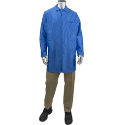 PIP Uniform Technology BR51-47RB Royal 93% Polyester/7% Cotton StatMaster Long ESD Reusable Lab Coat