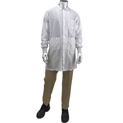 PIP Uniform Technology BR51C-44WH White 87% Polyester/13% Cotton StatStar Long ESD Reusable Lab Coat
