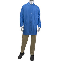 PIP Uniform Technology BR59N-45RB Blue 98% Polyester/2% Carbon Staticon Long ESD Reusable Lab Coat