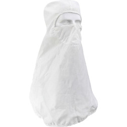 PIP Uniform Technology CHPIN2-74WH White 99% Polyester/1% Carbon Altessa Grid Pull Over Reusable Cleanroom Hood with Built-in Face Mask