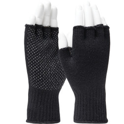 PIP FF-FIN-TT-PN-BK Knit Wrist Black Acrylic PVC Coated Fingerless Gloves