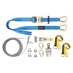 Falltech 60230AR SteelGrip Plus Temporary Cable Horizontal Lifeline (HLL) System w/ Web Pass-Through Anchors