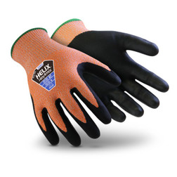 HexArmor 2052 Helix Orange Cuff/Black Palm HPPE/Steel and Fiberglass A7 Cut Level Cut-Resistant Gloves - 12 Pair