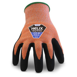 HexArmor 2052 Helix Orange Cuff/Black Palm HPPE/Steel and Fiberglass A7 Cut Level Cut-Resistant Gloves - 12 Pair