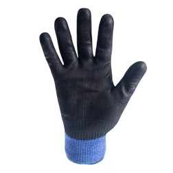 HexArmor 2074 Helix Blue Cuff/Black Palm HPPE/Steel and Fiberglass A6 Cut Level Cut-Resistant Gloves - 12 Pair