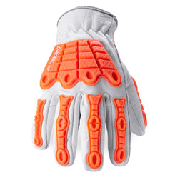 HexArmor 4067 Chrome SLT White/Orange Buffaloskin Leather A7 Cut Level Arc Flash Cut-Resistant Gloves - 12 Pair
