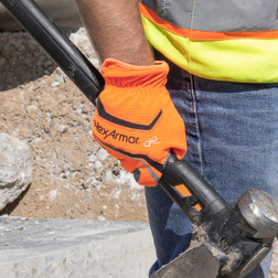 HexArmor 4072 Chrome SLT Gray/Hi-Vis Orange Spandex A6 Cut Level Cut-Resistant Gloves - 12 Pair