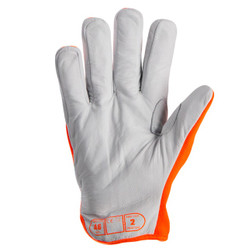 HexArmor 4075 Chrome SLT Hi-Vis White/Orange Goatskin Leather A6 Cut Level Safety Gloves - 12 Pair