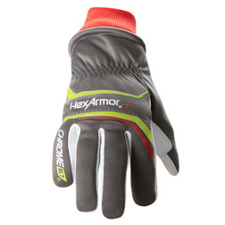 HexArmor 4075W Chrome SLT Hi-Vis Red/Gray Goatskin Leather A6 Cut Level Winter Winter Gloves - 12 Pair
