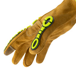 HexArmor 4090IMP Chrome Series Hi-Vis Brown IronHide Leather A8 Cut Level Cut-Resistant Gloves - 12 Pair