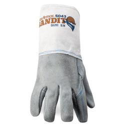 HexArmor 5043 Bandit Gray/White Cowhide Leather A5 Cut Level Cut-Resistant Gloves - 12 Pair