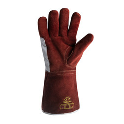 HexArmor 5050 HeatArmor Brown/Brown Cowhide Leather A6 Cut Level Welding Gloves - 12 Pair
