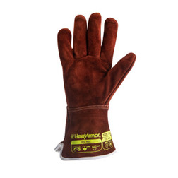 HexArmor 5051 HeatArmor Brown/Brown Cowhide Leather A3 Cut Level Welding Gloves - 12 Pair