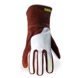 HexArmor 5054 HeatArmor Brown/White Goatskin Leather A6 Cut Level Arc Flash Welding Gloves - 12 Pair