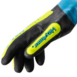 HexArmor 7071 HexChem Black/Blue/Yellow Nitrile A4 Cut Level Cut-Resistant Gloves - 12 Pair