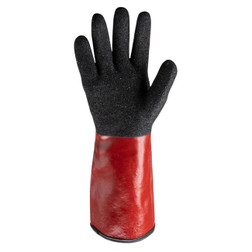 HexArmor 7200 Black/Red Textured PVC A6 Cut Level Liquid Resistant Gloves - 12 Pair