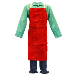 Stanco L2XXB Red Side-Split Cowhide Leather Bib Apron - Each