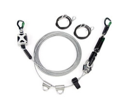 MSA 10219288 Temporary Cable Horizontal Lifeline, 2 Workers, 60 ft with Bypass Shuttles and Anchorage Straps