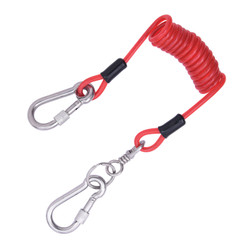 KStrong Kaptor DL100501 2.2 lb Electropolished/E-Coated stainless Steel Carabiner Coiled Cable Lanyard - Each