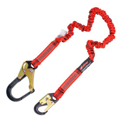 KStrong UFL206214 4.5 - 6 ft Polyester Webbing Internal Elasticated Design Shock Absorbing Lanyard with Snap & Rebar Hook - Each