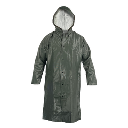 Louisiana Professional Wear 600AHC Dark Green PVC/Non-Woven Polyester Industrial Waterproof Protective Raincoat with Attached Hood - Each