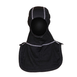 MAJFIRE C6 PAC II-DS Black 65% Oxidized Polyacrylonitrile (OPF)/35% Artificial Tri-Blend 21 in Comfort Panel Head Long Notched Shoulder Bib Protective Hood - Each