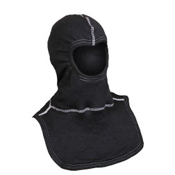 MAJFIRE MM4 Black 65% Oxidized Polyacrylonitrile (OPF)/35% Artificial Tri-Blend Moisture Management 4-Ply Head Design/3 Ply Bib Protective Hood - Each