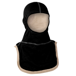 MAJFIRE PBI _PAC II Black Outer/Light Brown Inner 20% PBI/80% Lenzing FR 21 in Long Notched Shoulder Bib Protective Hood - Each