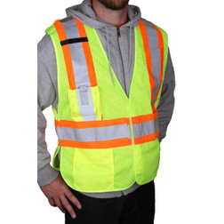 MAJFIRE VBGX-1000-X One Size Fits All Yellow/Green Mesh Gray/Orange Reflective Safety Vest - Each
