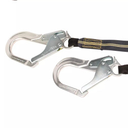 Safewaze 020-2042 Arc Flash 6′ Energy Absorbing Lanyard, Dual Leg, Rebar Hook - Each