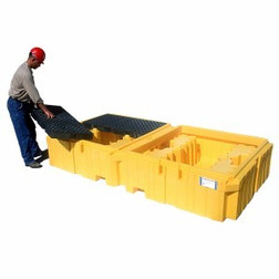 SpillTech IBCTWIN-ND Yellow 100% Polyethylene Twin IBC Spill Pallet - 1 Pack