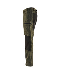 Blaklader 165518459900 Service Pants with Stretch, dark olive green/black left side