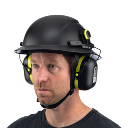 Wavecel 80-00-0005 Earmuffs on black helmet on worker