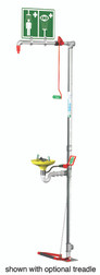 Floor Mounted Indoor Unheated Safety Shower with Eye/Face Wash and Galvanized Pipe