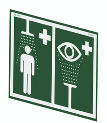 Universal Safety Shower and Eye/Face Wash Sign for Wall Mounting